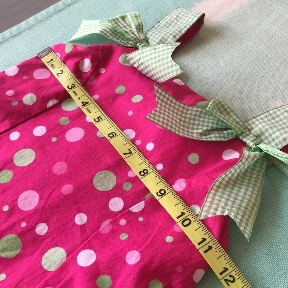 Bonnie Jean Pink Polka Dot Gingham Bow Sundress Girls Size 5 - Picture 9 of 10